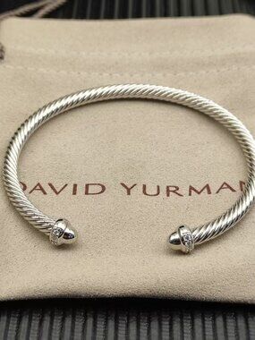 David Yurman Silver Cable Bracelet with Diamond Accents 💎 5mm